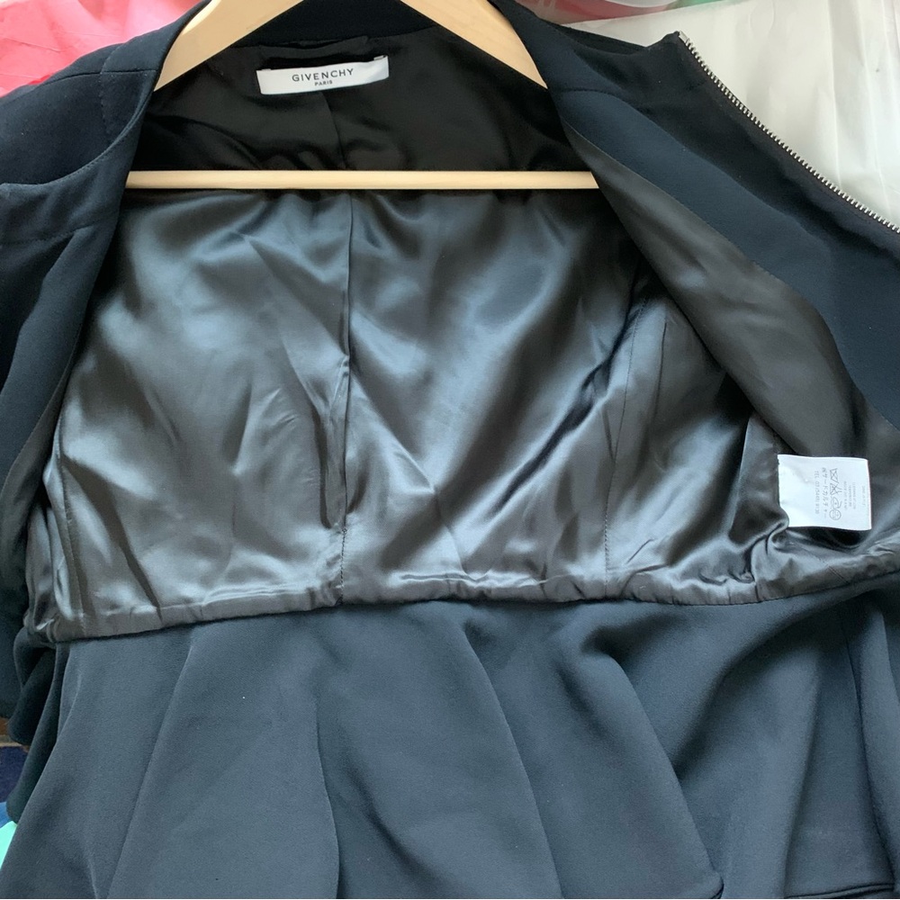 Rare GIVENCHY Black Peplum Jacket Silver Zippered Blazer Italy IT 44 / US MED - Picture 6 of 16